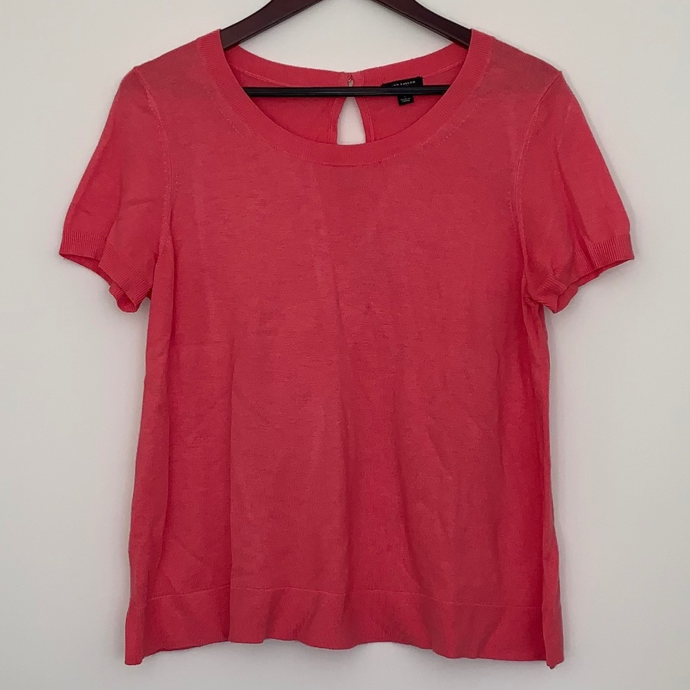 Ann Taylor Rose Pink Sweater Short Sleeve Top - L